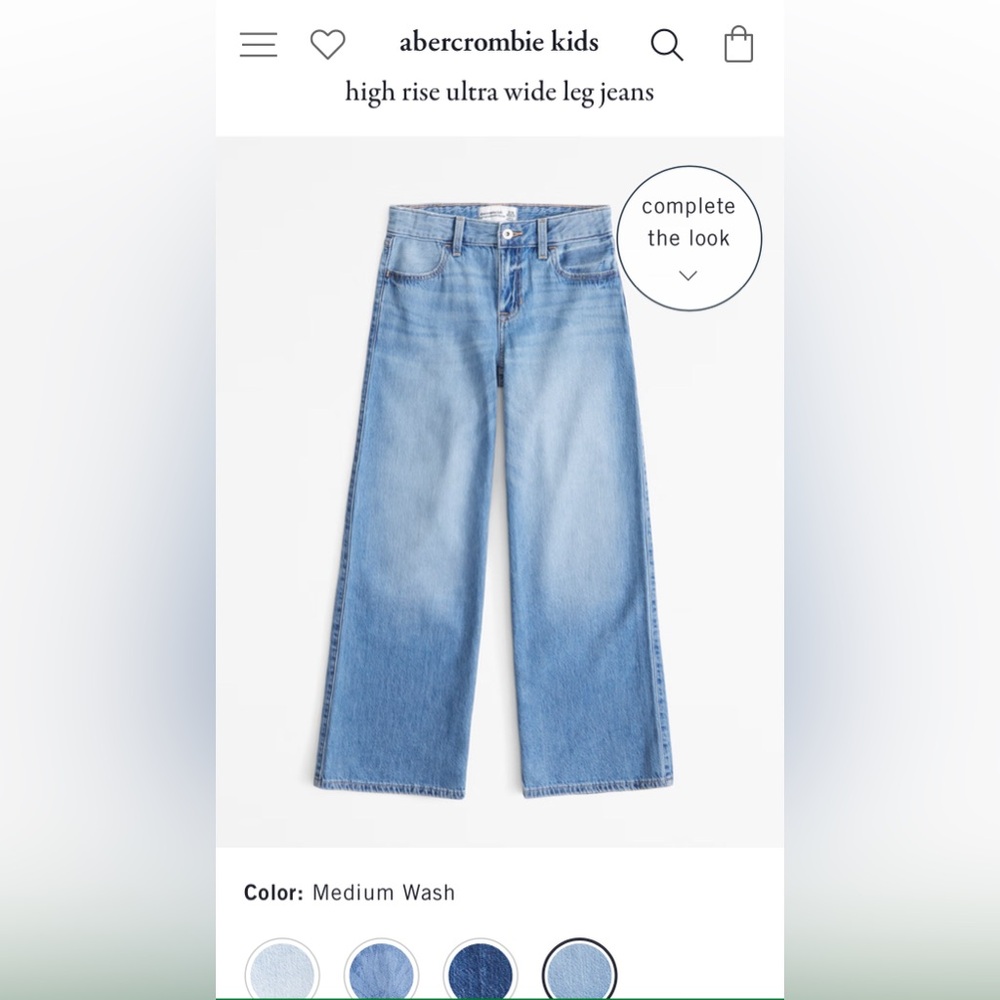 Abercrombie Kids Girls high rise wide leg jeans Size 9/10